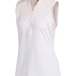 Adidas W Ultimate365 Striped Sleeveless Polo Shirt - Pink Tint/White