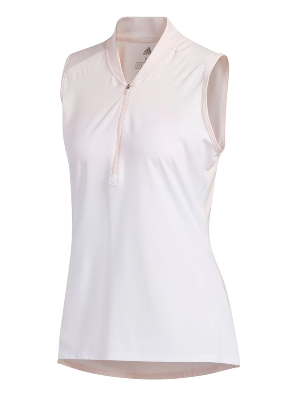 Adidas W Ultimate365 Striped Sleeveless Polo Shirt - Pink Tint/White 3 Adidas W Ultimate365 Striped Sleeveless Polo Shirt - Pink Tint/White