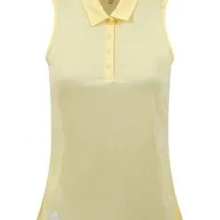 Adidas Women's Space Dye Sleeveless Polo Shirt - Almost Yellow/White