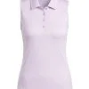Adidas Women's Space Dye Sleeveless Polo Shirt - Bliss Lilac/White