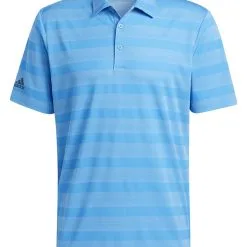 Adidas Two-Colour Striped Polo Shirt - Pulse Blue/Bliss Blue