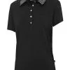 Birdee Sport Women's Bay City Button Short Sleeve Top - Black Check