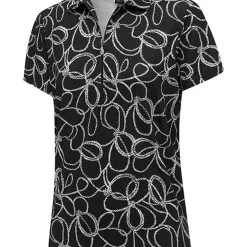 Birdee Sport Women's Nautical Short Sleeve Top - Black/White