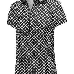 Birdee Sport Women's Lattice Short Sleeve Top - Black/White