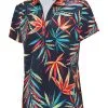 Birdee Sport Birdee Plus Women's Rainforest Short Sleeve Top - Navy Print