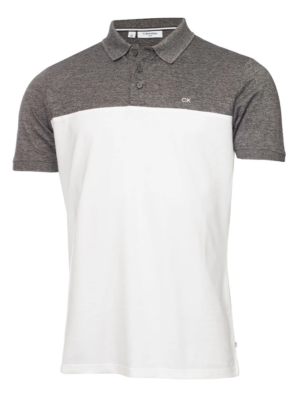 Calvin Klein Colour Block Polo Shirt - Charcoal Marl/White 3 Calvin Klein Colour Block Polo Shirt - Charcoal Marl/White