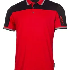 DKNY Golf Broadway Colour Block Polo - Red/Black