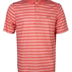 Greg Norman Performance Stripe Polo - Coral Spice