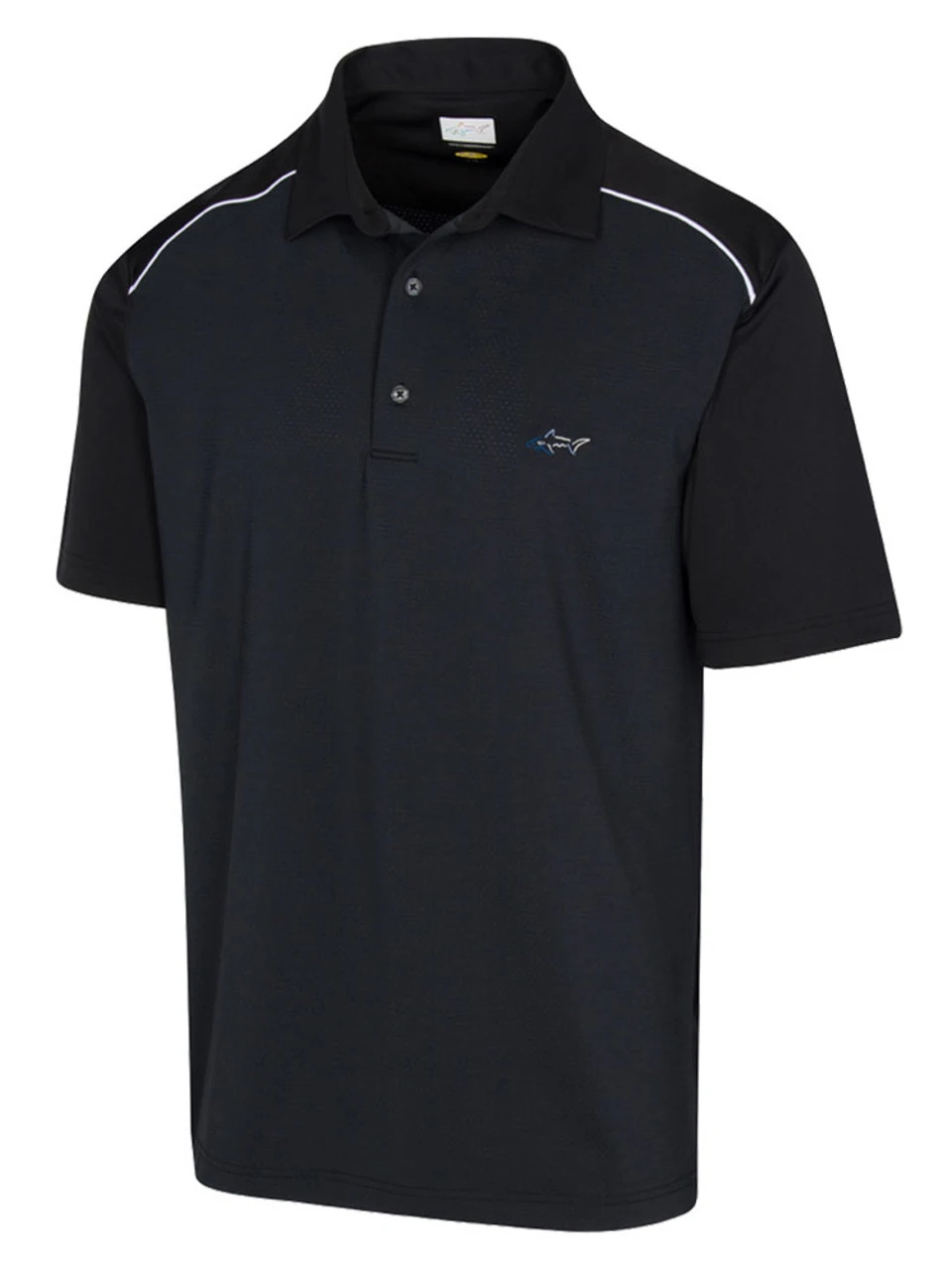 Greg Norman Colour-Blocked Shark Polo - Black 3 Greg Norman Colour-Blocked Shark Polo - Black
