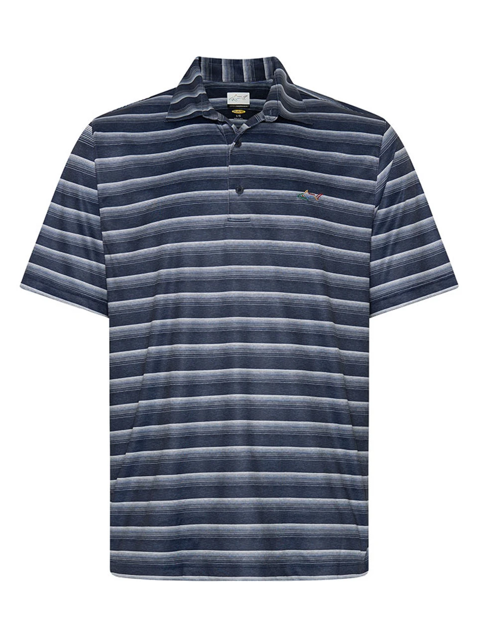 Greg Norman Heather Stripe Shark Polo - Navy/White 3 Greg Norman Heather Stripe Shark Polo - Navy/White