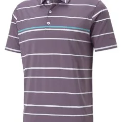 Puma MATTR Border Lines Golf Polo - Purple Charcoal/Dusty Aqua