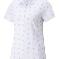 Puma Women's CLOUDSPUN Garden Golf Polo - Bright White/Mauve Pop