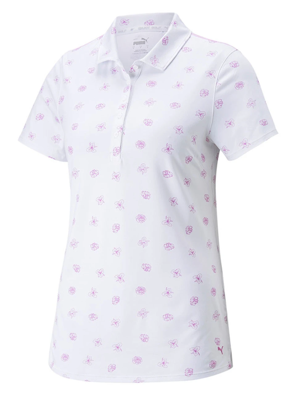 Puma Women's CLOUDSPUN Garden Golf Polo - Bright White/Mauve Pop 3 Puma Women's CLOUDSPUN Garden Golf Polo - Bright White/Mauve Pop