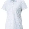 Puma Women's MATTR Fancy Plants Golf Polo - Bright White/Light Aqua