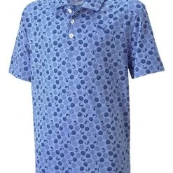 Puma JR Boys MATTR Beach Trip Golf Polo - Lavender Pop/Blazing Blue