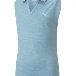 Puma JR Girls Heather Sleeveless Golf Polo - Dusty Aqua