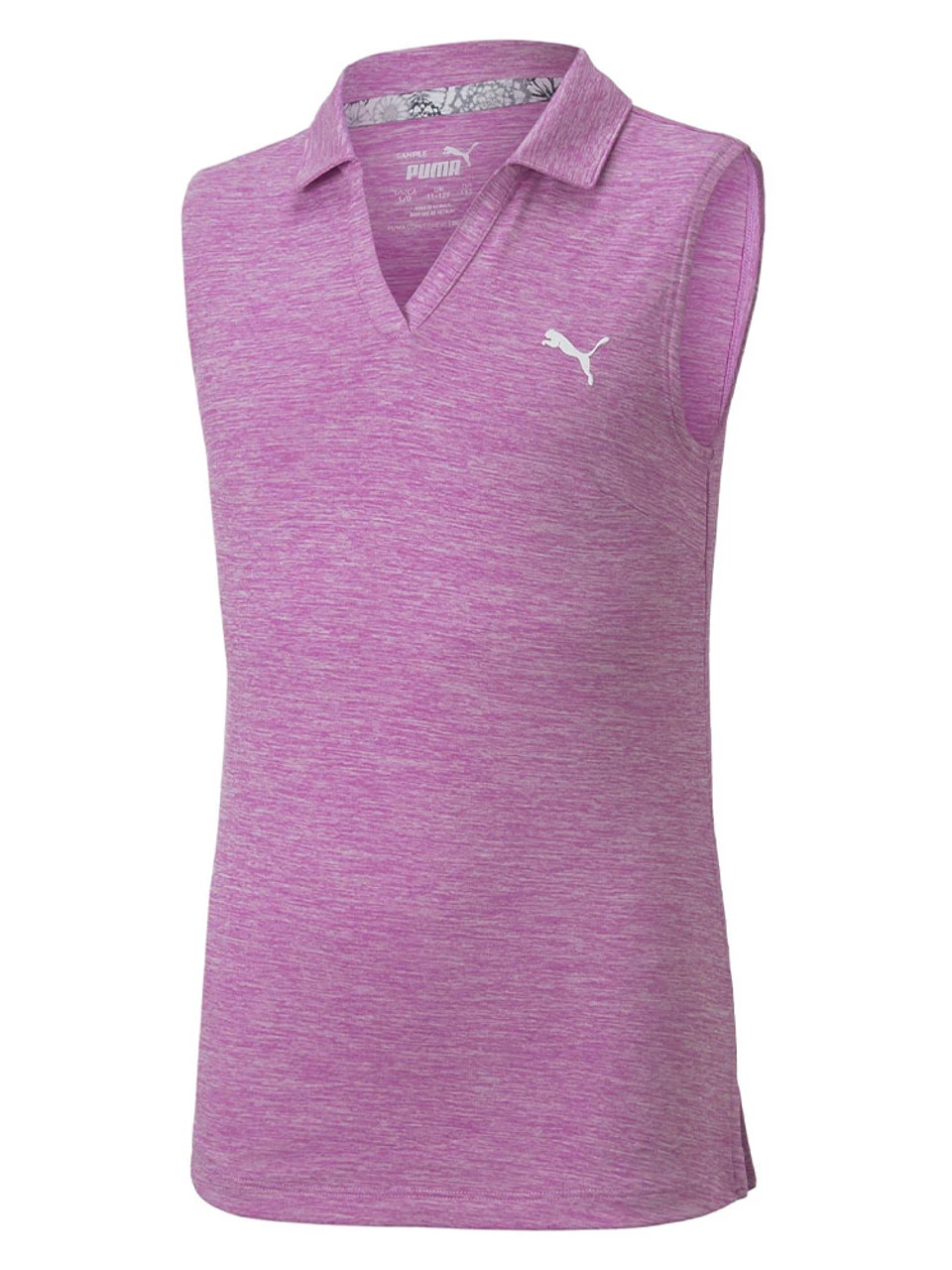 Puma JR Girls Heather Sleeveless Golf Polo - Mauve Pop 3 Puma JR Girls Heather Sleeveless Golf Polo - Mauve Pop