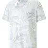 Puma CLOUDSPUN Palm Leaf Golf Polo - Bright White/Minty Burst