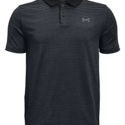 Under Armour JR Boys Performance Stripe Polo - Black/Pitch Grey