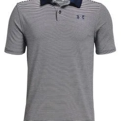 Under Armour JR Boys Performance Stripe Polo - Academy/White