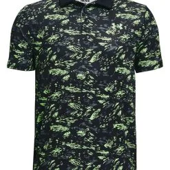 Under Armour JR Boys Performance Paradise Printed Polo - Black/Key Lime
