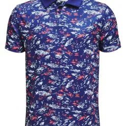 Under Armour JR Boys Performance Paradise Printed Polo - Bauhaus Blue/Bolt Red