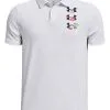 Under Armour JR Boys Performance Paradise Graphic Polo - White/Bauhaus Blue