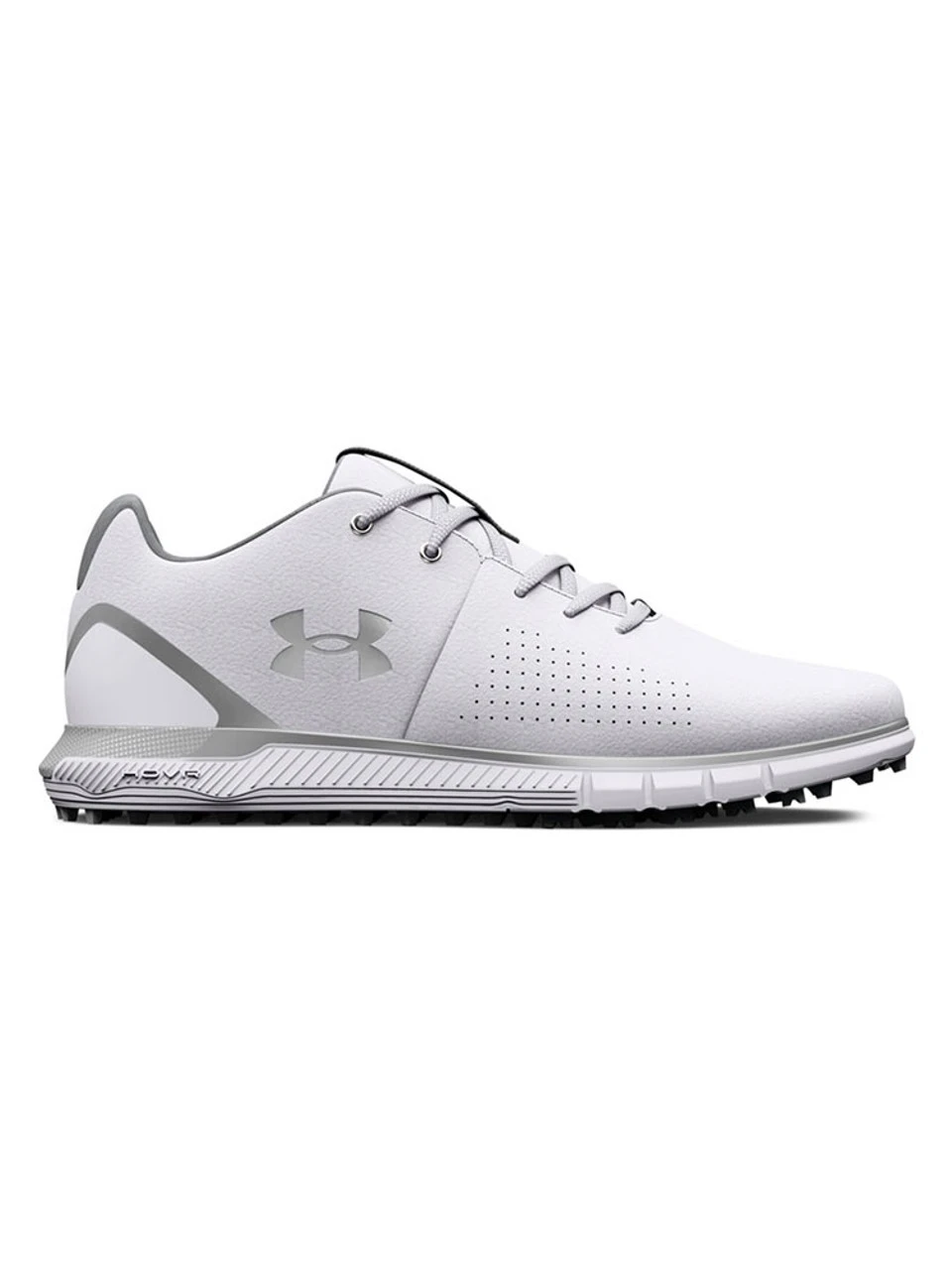 Under Armour HOVR Fade 2 Spikeless Wide (2E) Golf Shoes - White/Metallic Silver 3 Under Armour HOVR Fade 2 Spikeless Wide (2E) Golf Shoes - White/Metallic Silver