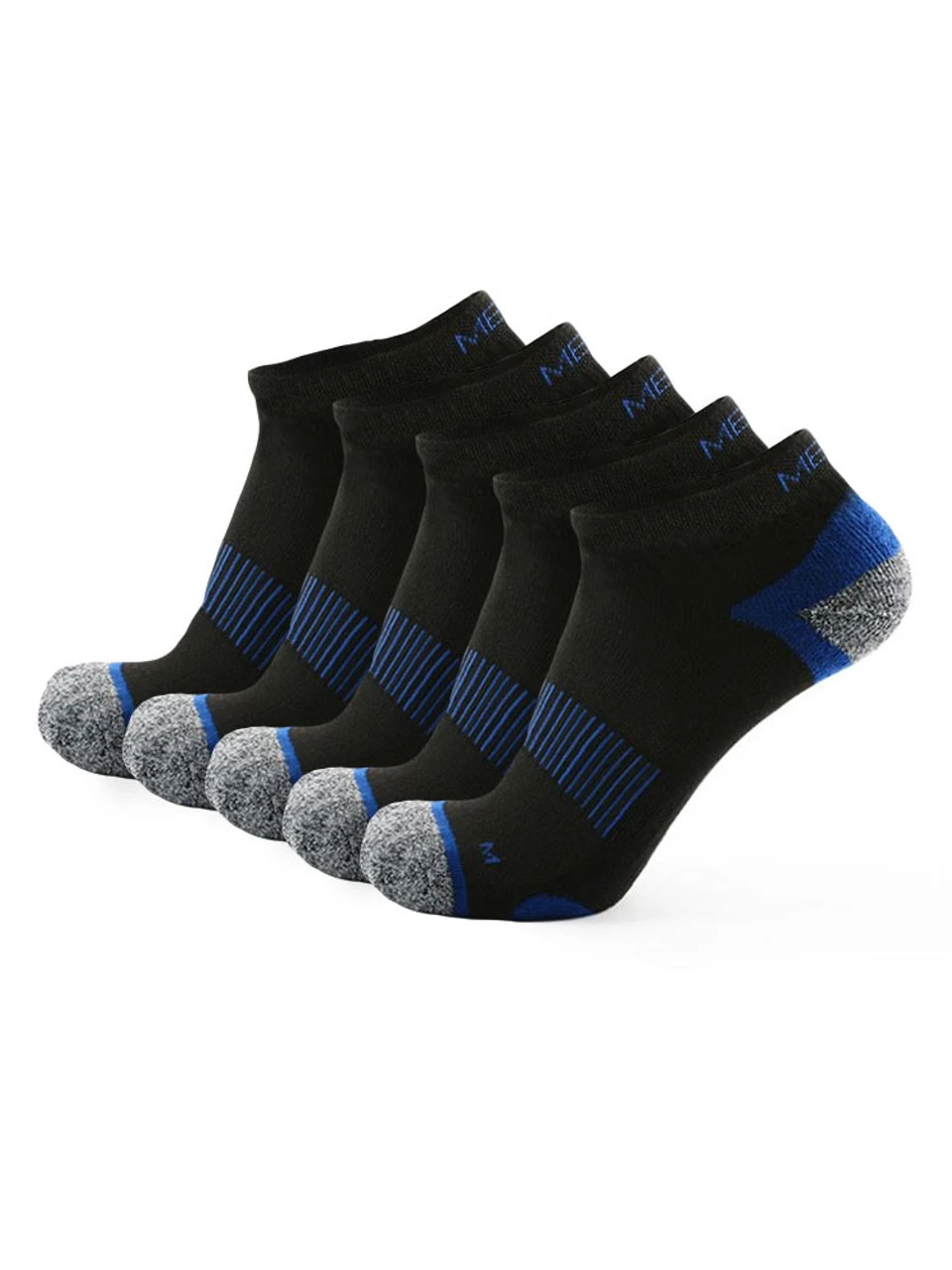 Meikan Socks Meikan 5 Pack Low Cut Performance Sports Socks - Black/Dark Blue 3 Meikan Socks Meikan 5 Pack Low Cut Performance Sports Socks - Black/Dark Blue