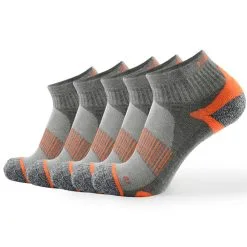Meikan Socks Meikan 5 Pack Quarter Cut Performance Sports Socks - Grey/Orange