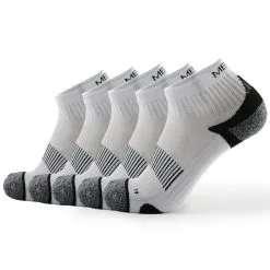 Meikan Socks Meikan 5 Pack Quarter Cut Performance Sports Socks - White/Black