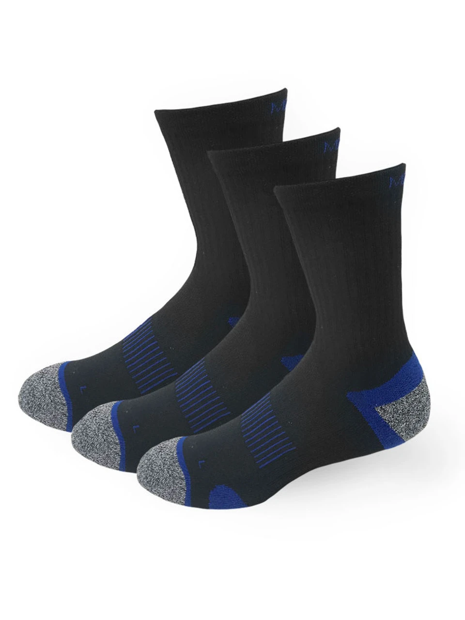 Meikan Socks Meikan 3 Pack Crew Cut Performance Sports Socks - Black/Dark Blue 3 Meikan Socks Meikan 3 Pack Crew Cut Performance Sports Socks - Black/Dark Blue