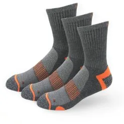 Meikan Socks Meikan 3 Pack Crew Cut Performance Sports Socks - Grey/Orange